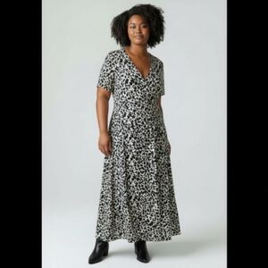 Rachel Roy Midi Dress Leopard Print Office Flutter Sleeve Mobwife high low  1x